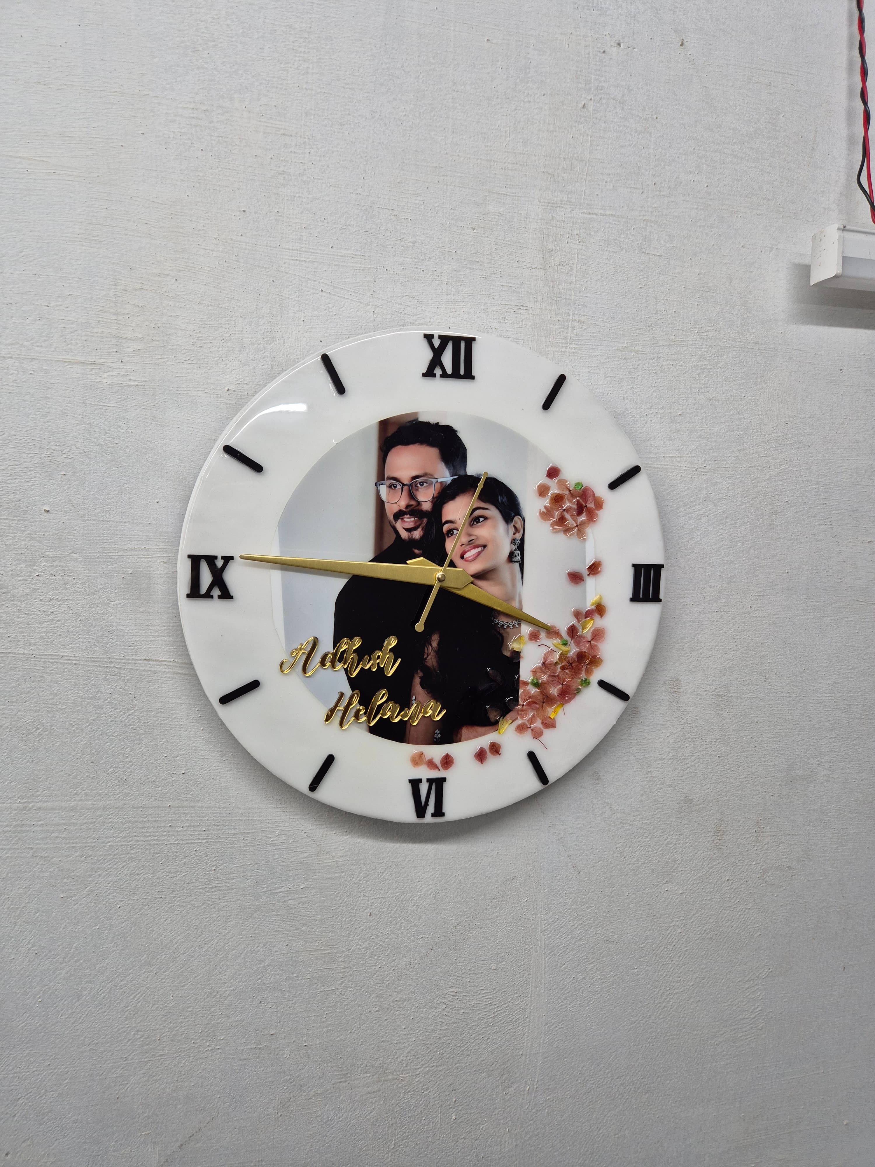 Personalized epoxy clock art piece