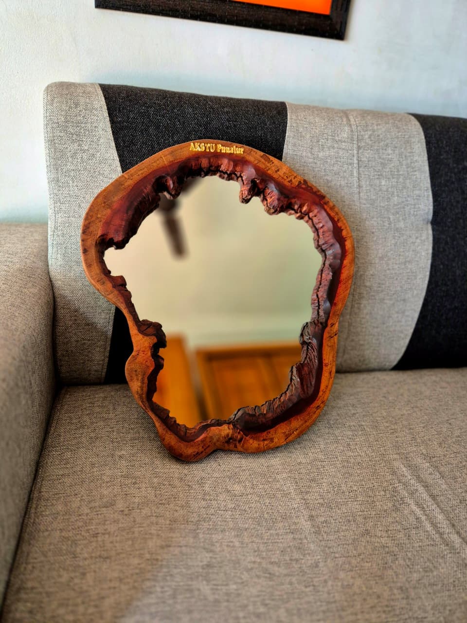 Modern epoxy table with photo preservation